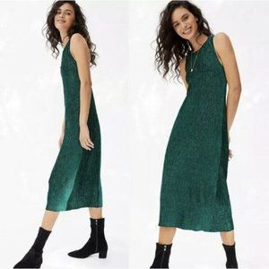 Maeve Anthropologie Adrienne Twist Back Velvet Midi dress Green Medium New NWT